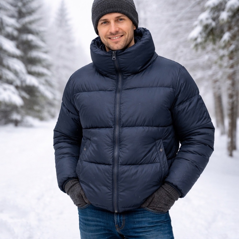 Hudson Jeans Men's Water-Repellent Stand Collar Quilted Puffer Jacket Size L NWT